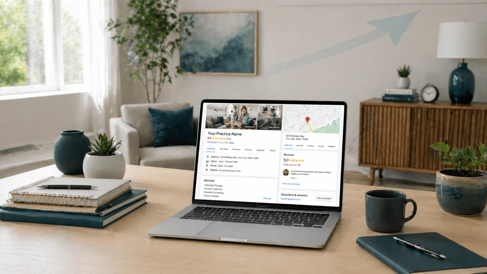 Modern therapy practice workspace